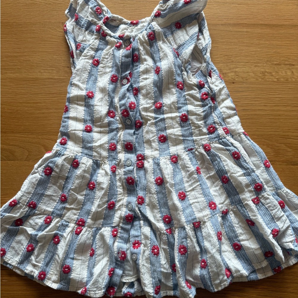 Zara Striped button down with Floral Accents size 5